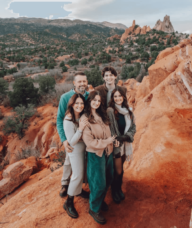 Drew Lopez with his wife and three kids