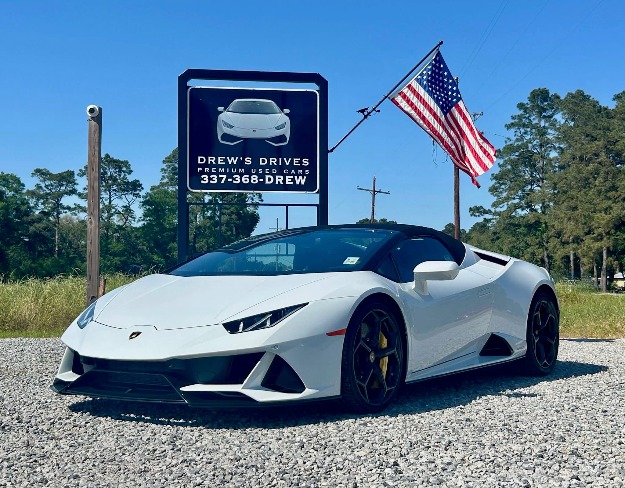 White Lamborghini at Drew's Drives